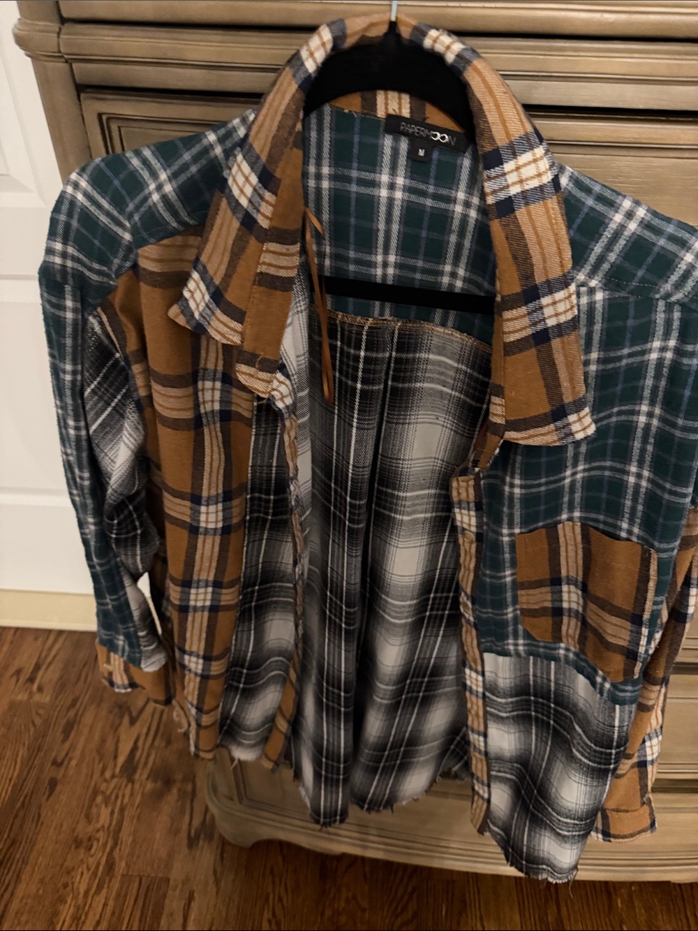 Papermoon Men's Green, Brown & Black Plaid Button-Down Shirt